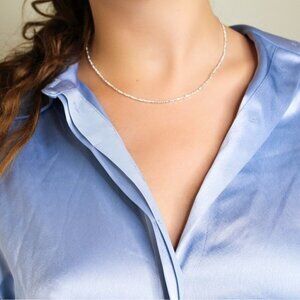 Sterling Silver Small Geometric Fine Dainty Stackable Necklace